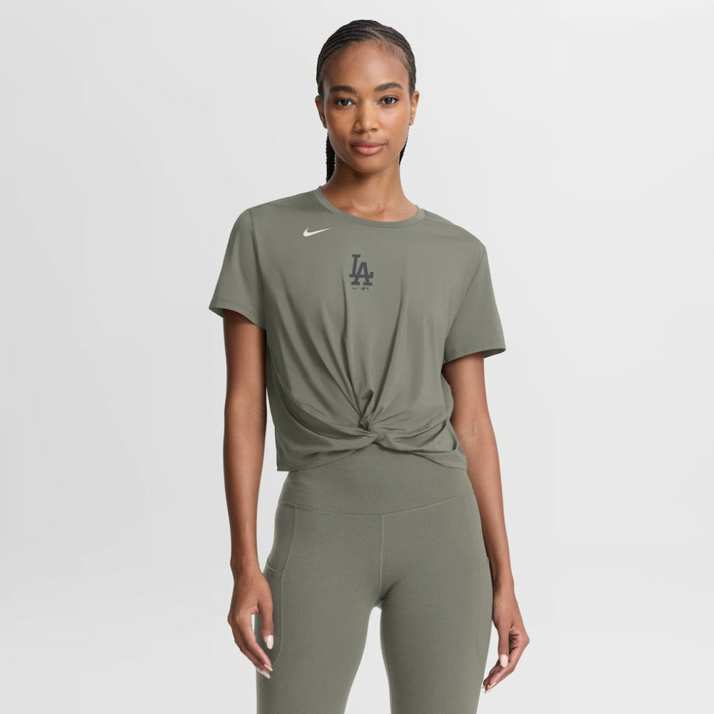 Los Angeles Dodgers Women's One Twist Dri-FIT Cropped T-Shirt - Olive | Nike
