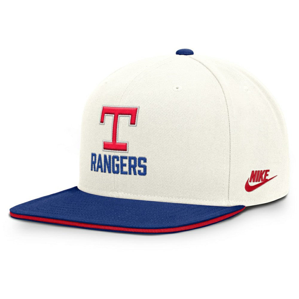 Texas Rangers Cooperstown Pro Dri-FIT Snapback Hat - Cream/Royal | Nike