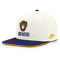 Milwaukee Brewers Cooperstown Pro Dri-FIT Snapback Hat - Cream/Royal | Nike