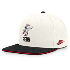 Cincinnati Reds Cooperstown Pro Dri-FIT Snapback Hat - Cream/Black | Nike