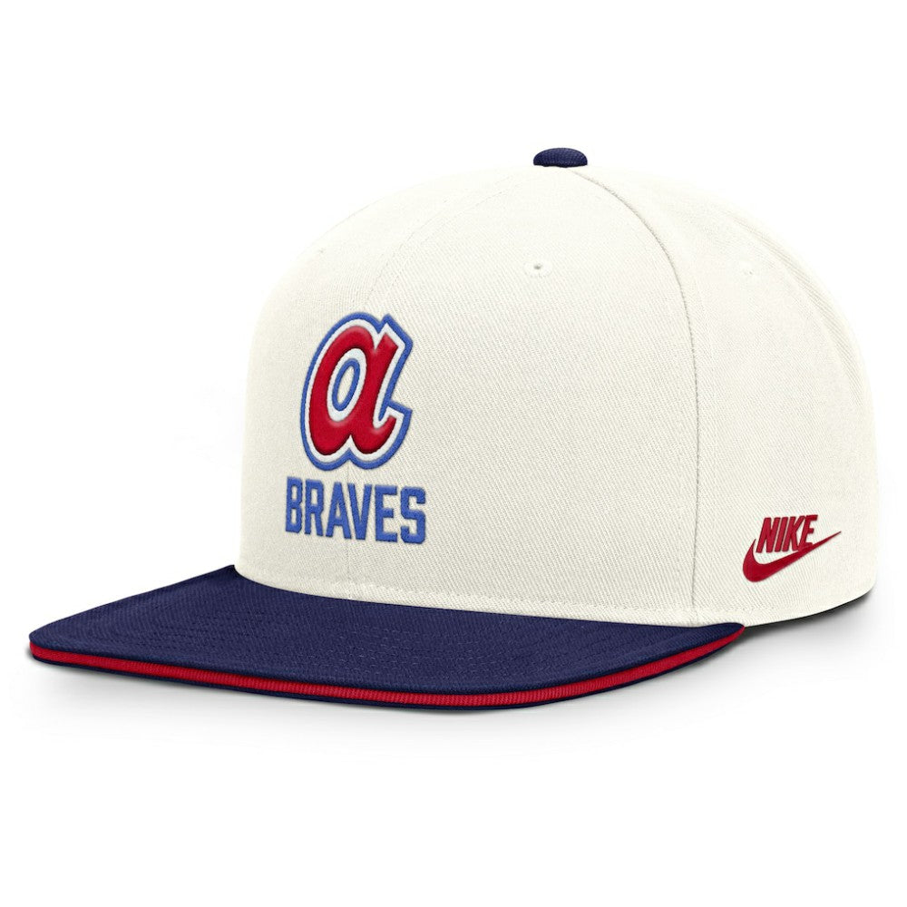 Atlanta Braves Cooperstown Pro Dri-FIT Snapback Hat - Cream/Royal | Nike