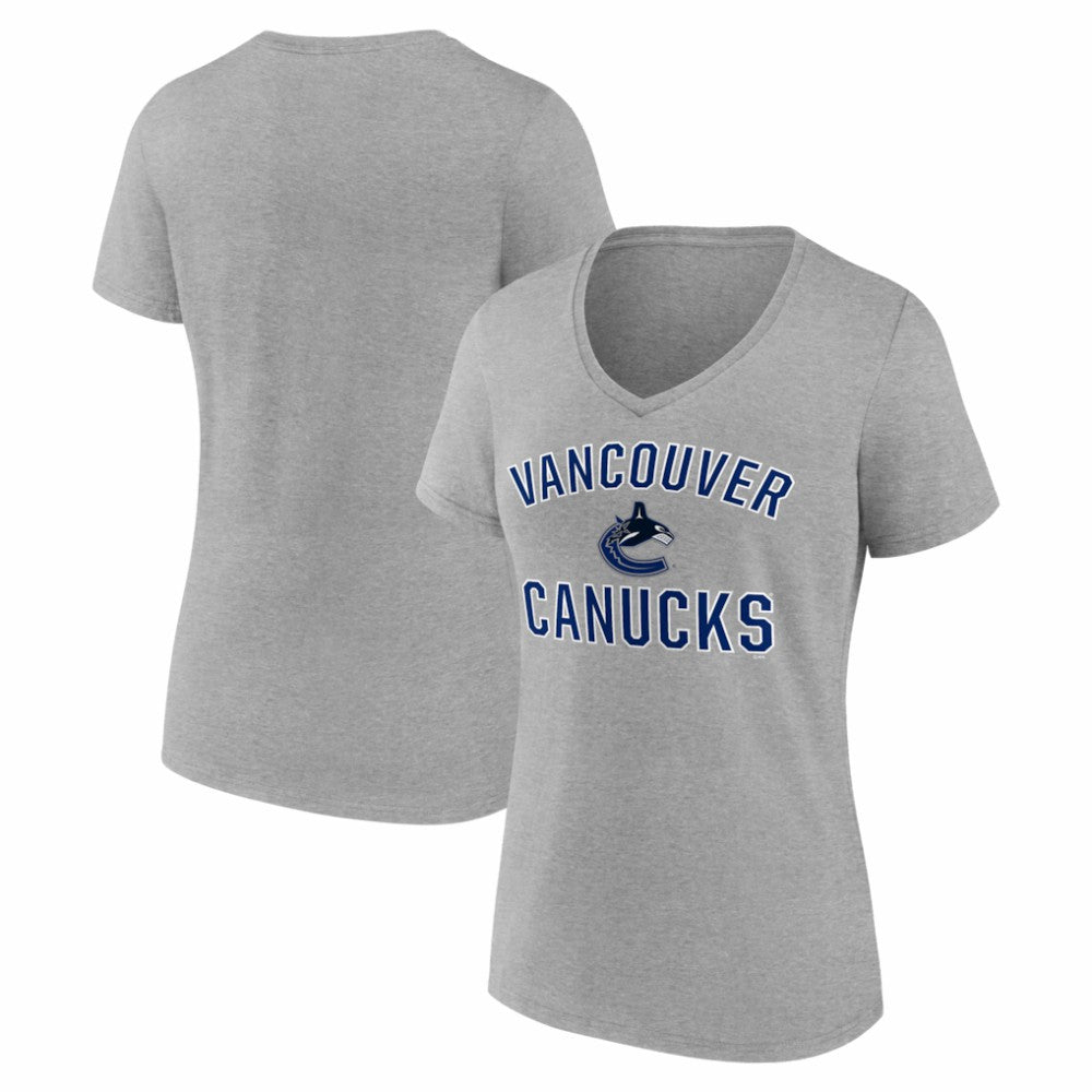 Vancouver Canucks Logo Athletic Women's Arch Victory V-Neck T-Shirt