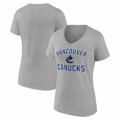 Vancouver Canucks Logo Athletic Women's Arch Victory V-Neck T-Shirt