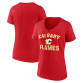 Calgary Flames Logo Athletic Women's Arch Victory V-Neck T-Shirt