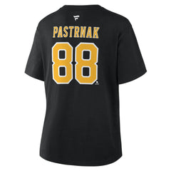 David Pastrnak Boston Bruins Fanatics Women's Authentic Stack Name & Number T-Shirt