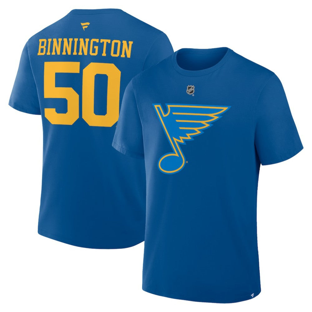 Jordan Binnington St. Louis Blues Fanatics Authentic Stack Name & Number T-Shirt