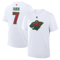 Brock Faber Minnesota Wild Fanatics Authentic Stack Name & Number T-Shirt