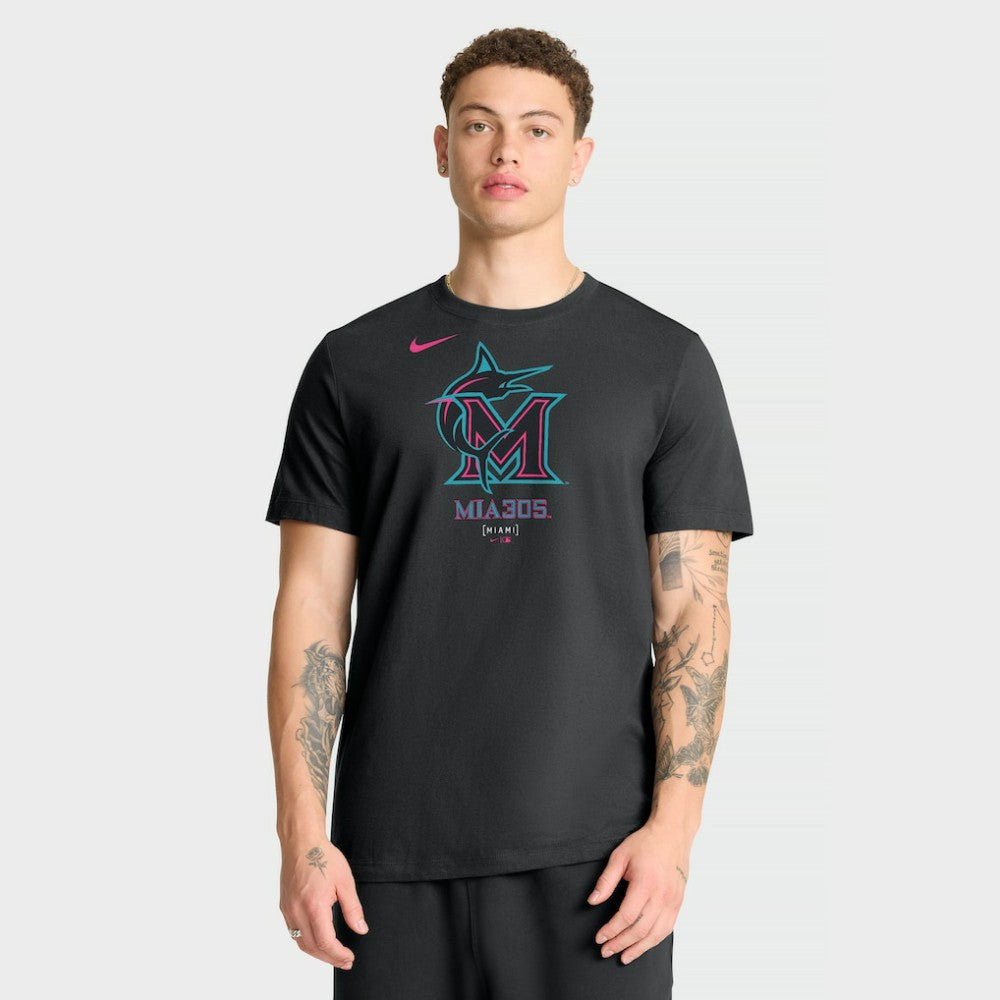 Miami Marlins City Connect Large Logo T-Shirt - Black | Nike