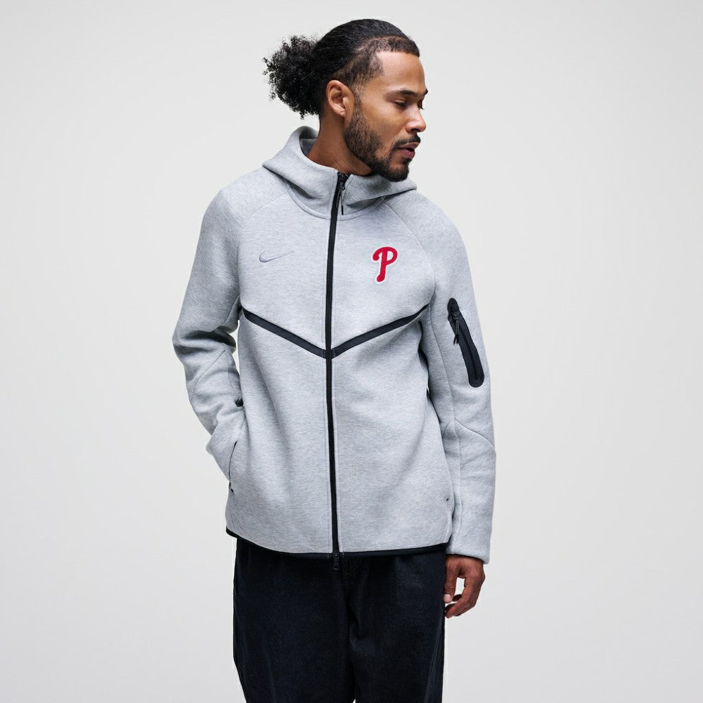 Philadelphia Phillies Tech Fleece Raglan Full-Zip Windrunner Hoodie - Heather Gray | Nike