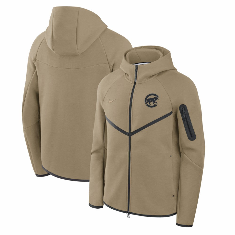Chicago Cubs Tech Fleece Raglan Full-Zip Windrunner Hoodie - Tan | Nike