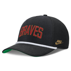 Atlanta Braves Cooperstown Collection Rise Adjustable Hat - Black | Nike