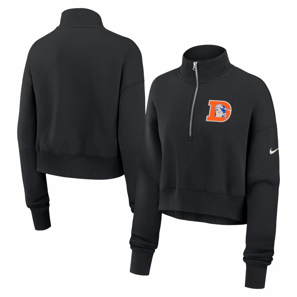 NFL Denver Broncos Women's Legacy Phoenix Fleece Cropped Half-Zip Sweatshirt