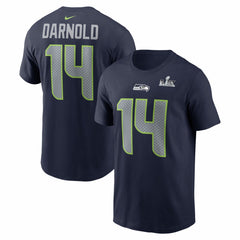 NFL Seattle Seahawks Sam Darnold Super Bowl LX Patch Name & Number T-Shirt