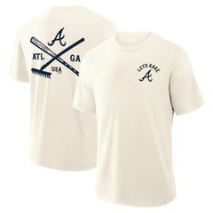 Atlanta Braves Nostalgia Stadium Slub T-Shirt - Cream