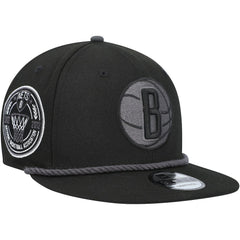 Brooklyn Nets Back Laurels 9FIFTY Snapback Hat - Black | New Era for sale