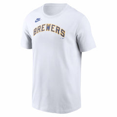 Milwaukee Brewers Cooperstown Collection Wordmark T-Shirt - White | Nike