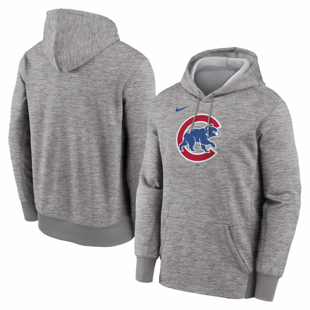 Chicago Cubs Primary Logo Therma Hoodie - Heather Gray | Nike