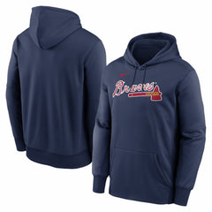 Atlanta Braves Primary Wordmark Therma Hoodie - Navy | Nike