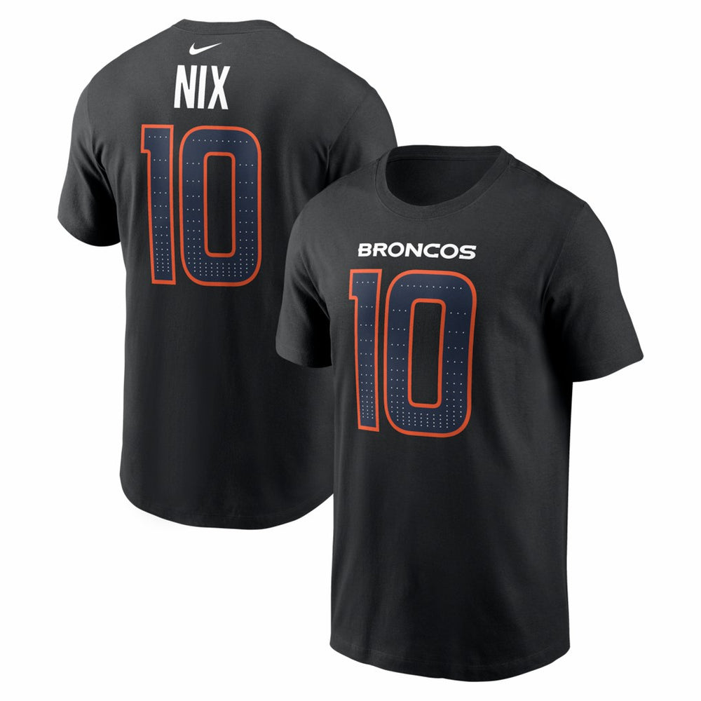 NFL Denver Broncos Bo Nix Carbon Name & Number T-Shirt