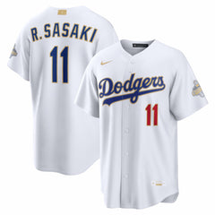 Roki Sasaki Los Angeles Dodgers 2026 Gold Collection Stadium Jersey - White | Nike