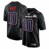 NFL New England Patriots Drake Maye Super Bowl LX Patch Carbon Fashion Game Jersey