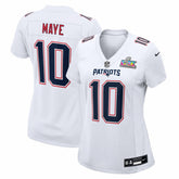 NFL New England Patriots Drake Maye Women's Super Bowl LX Patch Tundra Fashion Game Jersey