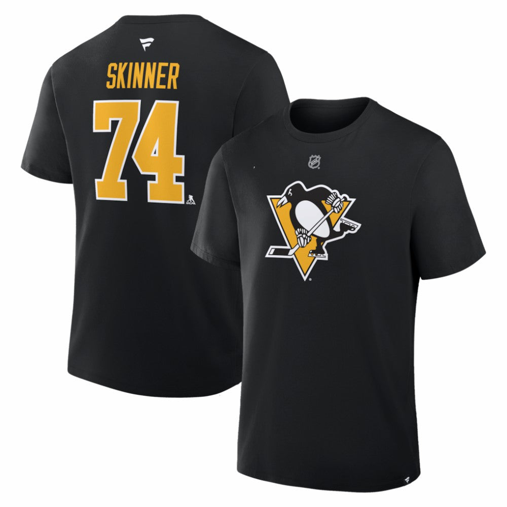 Stuart Skinner Pittsburgh Penguins Fanatics Authentic Stack Name & Number T-Shirt