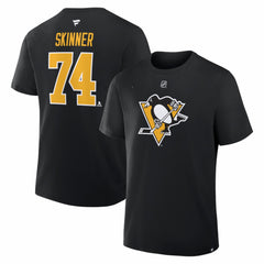 Stuart Skinner Pittsburgh Penguins Fanatics Authentic Stack Name & Number T-Shirt