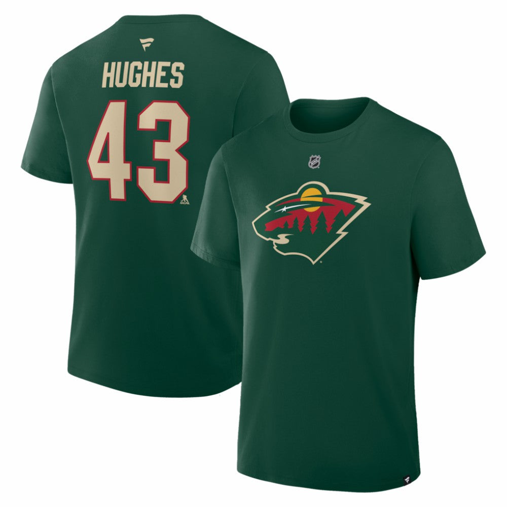 Quinn Hughes Minnesota Wild Fanatics Authentic Stack Name & Number T-Shirt