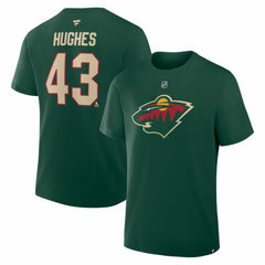 Quinn Hughes Minnesota Wild Fanatics Authentic Stack Name & Number T-Shirt