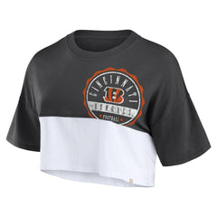 NFL Cincinnati Bengals Women's Boxy Color Split Cropped T-Shirt