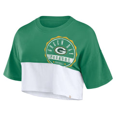 NFL Green Bay Packers Women's Boxy Color Split Cropped T-Shirt