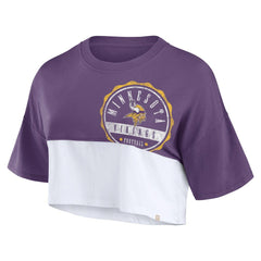 NFL Minnesota Vikings Women's Boxy Color Split Cropped T-Shirt