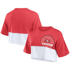 NFL San Francisco 49ers Women's Boxy Color Split Cropped T-Shirt