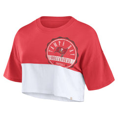 NFL Tampa Bay Buccaneers Women's Boxy Color Split Cropped T-Shirt