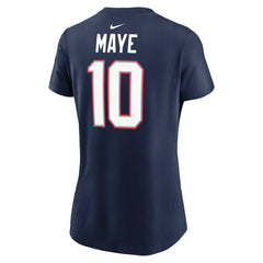 NFL New England Patriots Drake Maye Women's Super Bowl LX Patch Name & Number T-Shirt
