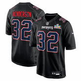 NFL New England Patriots TreVeyon Henderson Super Bowl LX Patch Carbon Fashion Game Jersey