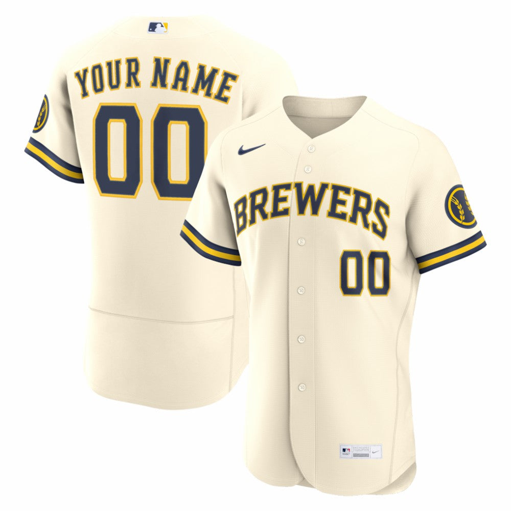 Milwaukee Brewers Home Authentic Custom Jersey - Cream | Nike