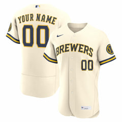 Milwaukee Brewers Home Authentic Custom Jersey - Cream | Nike