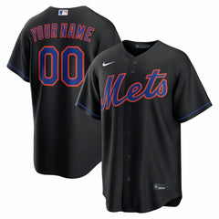 New York Mets Alternate Replica Custom Jersey - Black | Nike