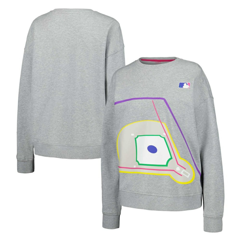 Terez MLB Women's Baseball Field Pullover Sweatshirt - Gray