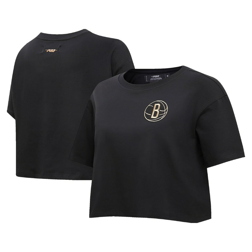 Brooklyn Nets Pro Standard Women's Holiday Glam Boxy T-Shirt - Black online