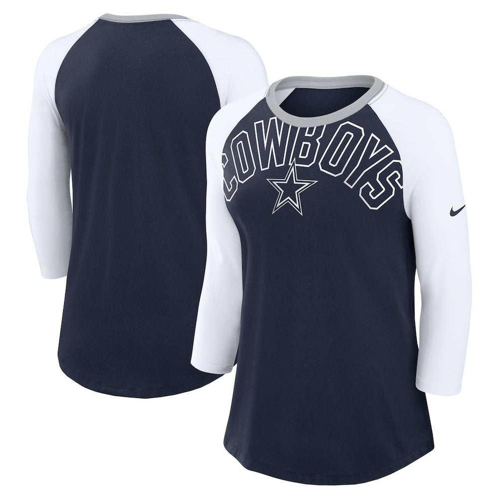 NFL Dallas Cowboys Women's Knockout Arch Raglan Tri-Blend 3/4-Sleeve T-Shirt