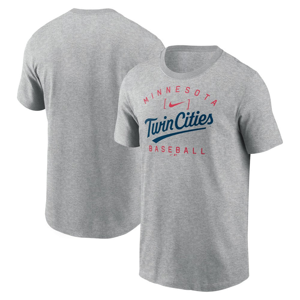 Minnesota Twins Home Team Athletic Arch T-Shirt - Heather Gray | Nike