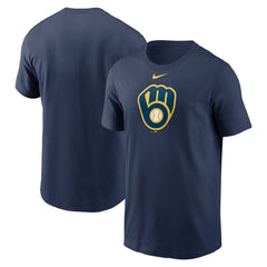 Milwaukee Brewers Fuse Large Logo T-Shirt - Navy | Nike