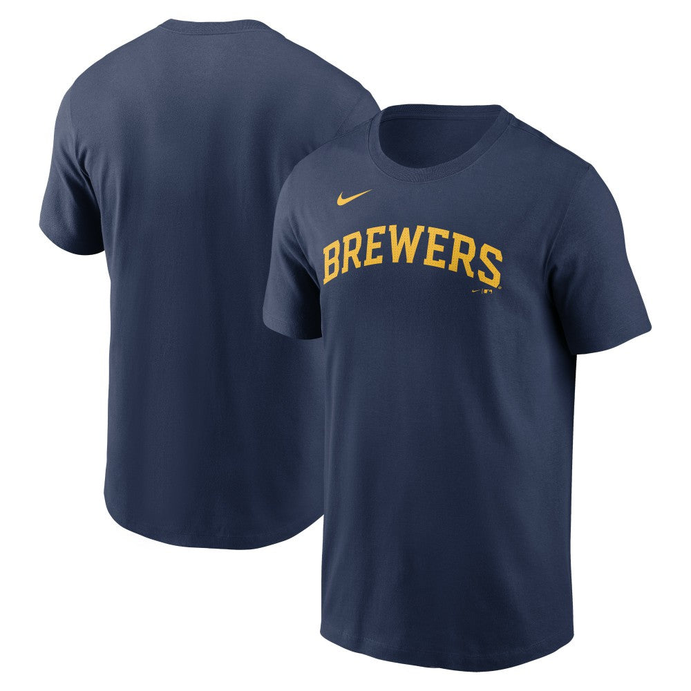 Milwaukee Brewers Fuse Wordmark T-Shirt - Navy | Nike