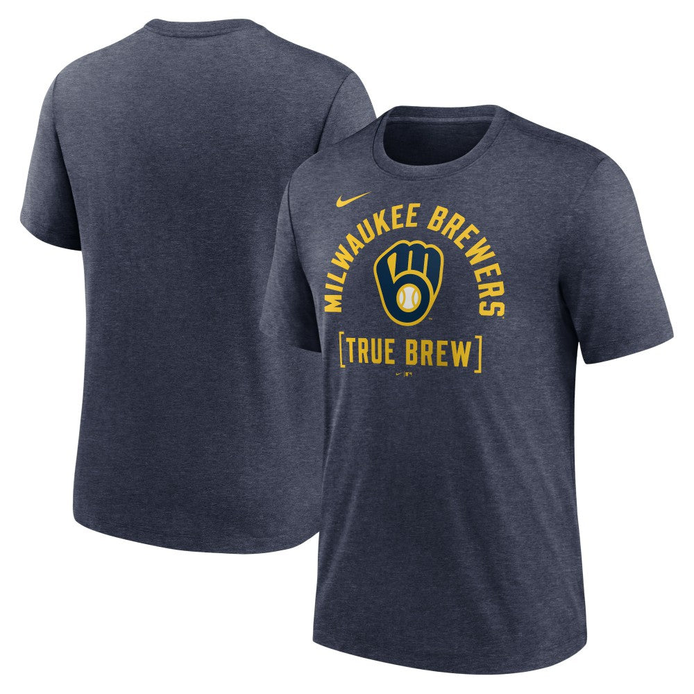 Milwaukee Brewers Swing Big Tri-Blend T-Shirt - Heather Navy | Nike