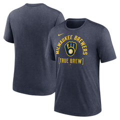 Milwaukee Brewers Swing Big Tri-Blend T-Shirt - Heather Navy | Nike