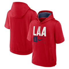 Los Angeles Angels Tri Code Lockup Short Sleeve Pullover Hoodie - Red | Nike