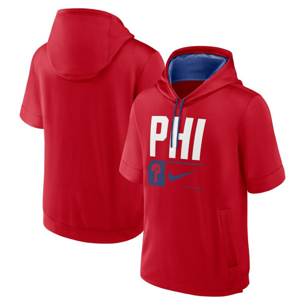 Philadelphia Phillies Tri Code Lockup Short Sleeve Pullover Hoodie - Red | Nike